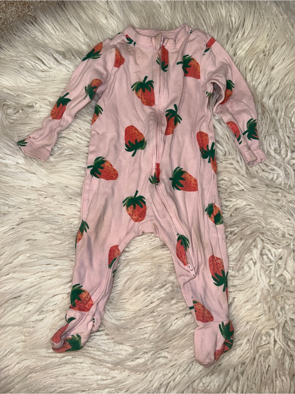 Old Navy Pink Footed One-Piece with Strawberry Print